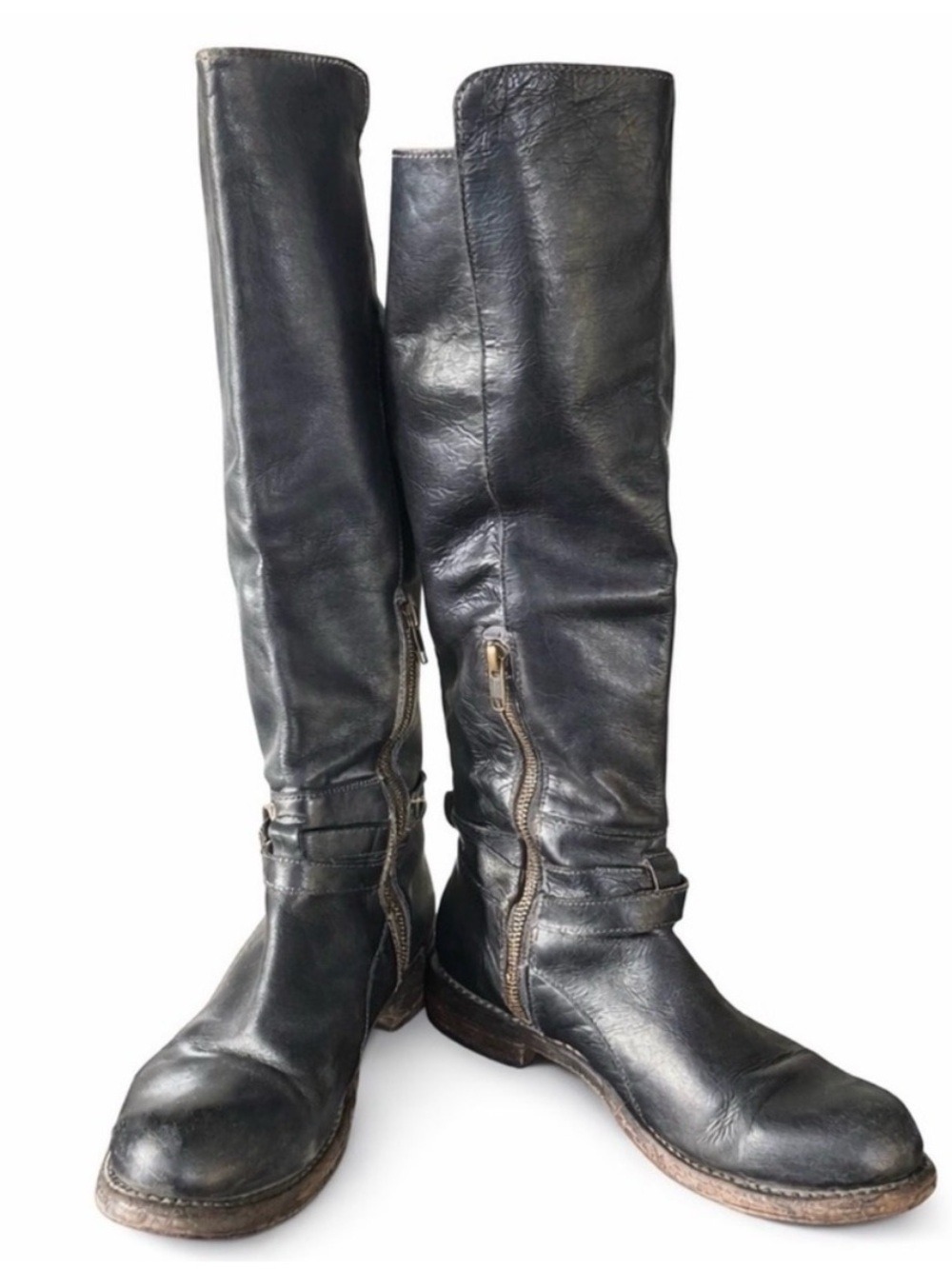 Bed Stu Cobbler Series Tall Leather Boots Size 8 Black Knee High